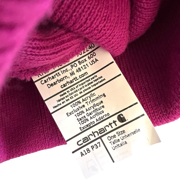 New CARHARTT Knit Cuffed Beanie Model A18-P37 Magenta OS - Picture 4 of 8